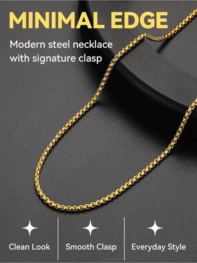 ChainsHouse Stainless Steel Rolo Chain Necklace for Men with Snap Clasp